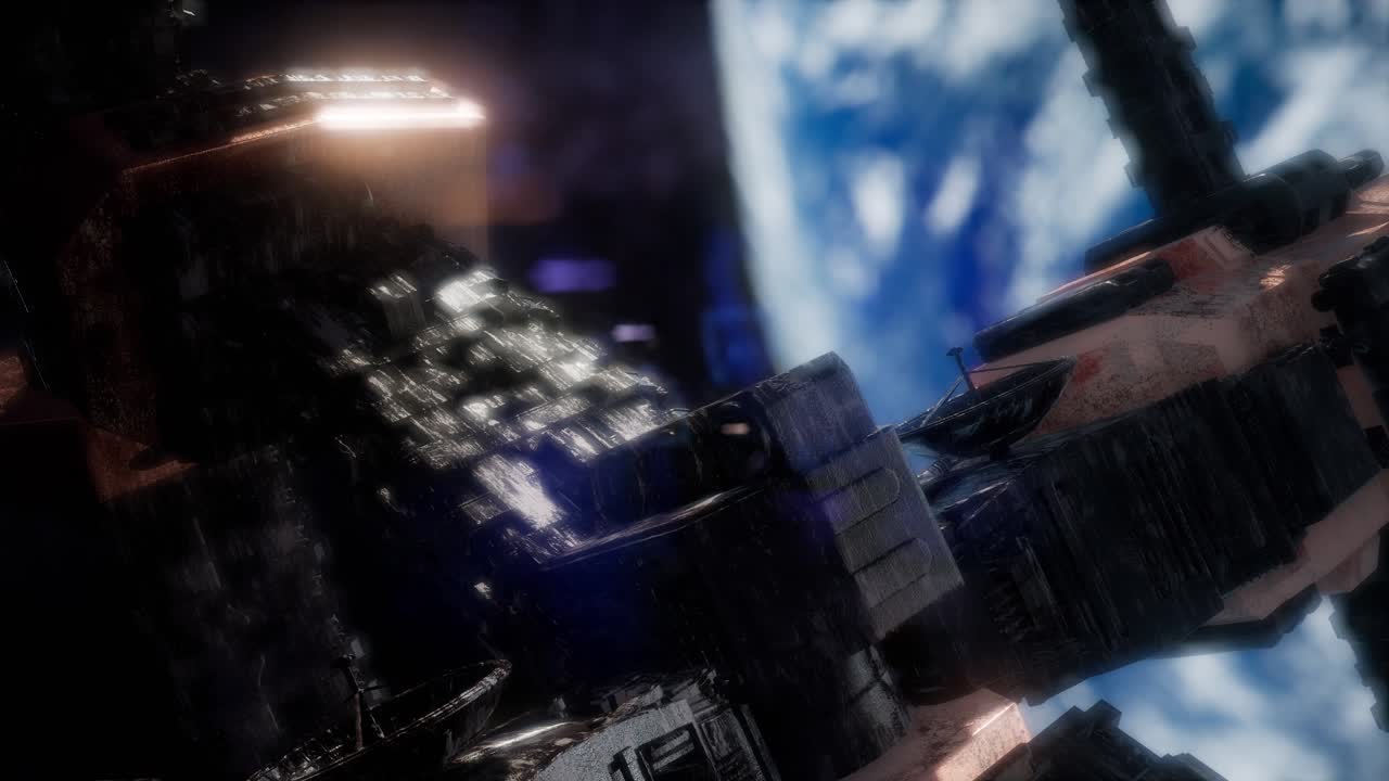 una vista de la tierra y una nave espacial. iss está orbitando la tierra