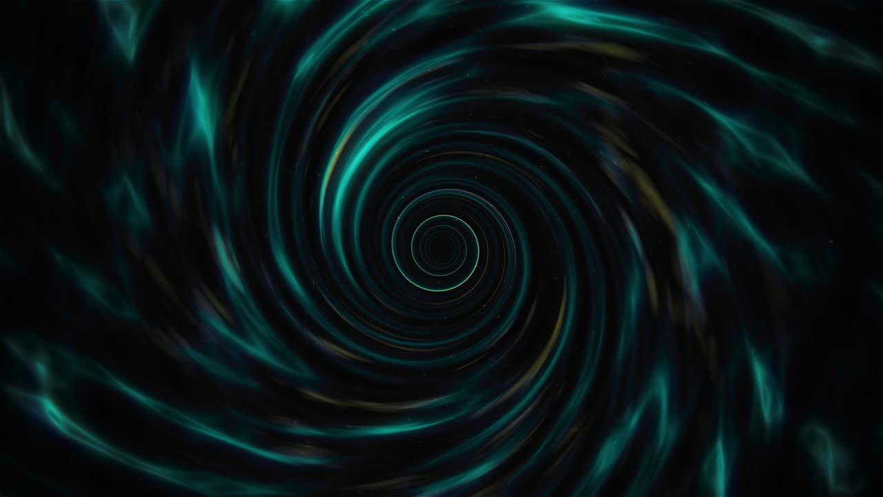 Fast-Swirling Dark Green Vortex Tunnel with Particles