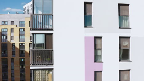 modern apartment building facade with city views