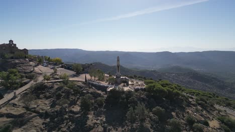 mountains of andalusia and sacred hilltop basilica of our lady of cabeza aerial