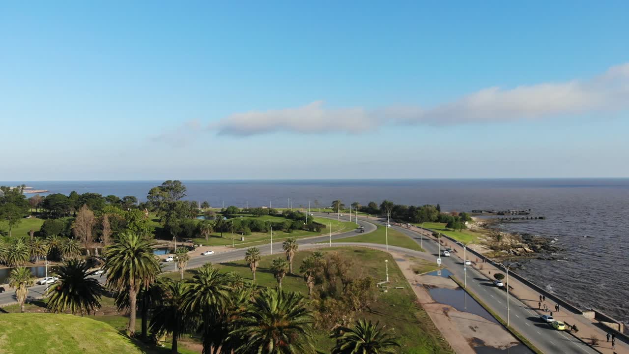 공중 무인 항공기 영상 풍경 공원 rambla parque rodo 몬테비데오 우루과이