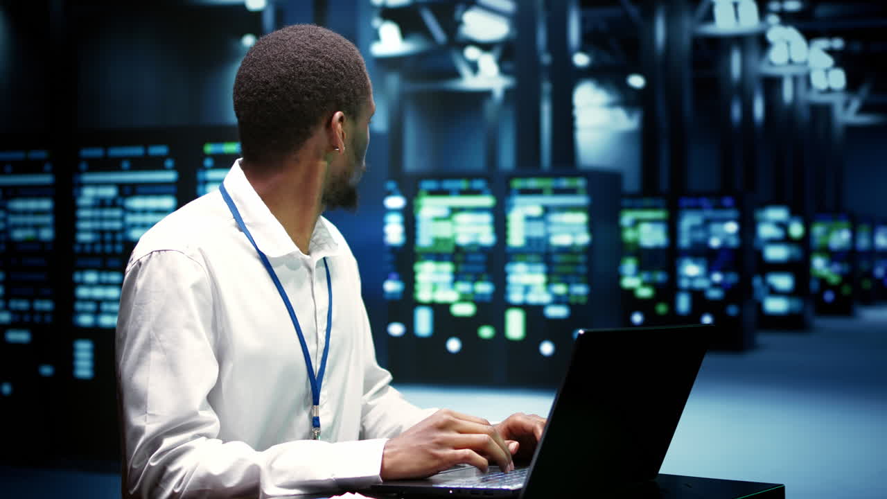 IT developer repairing server