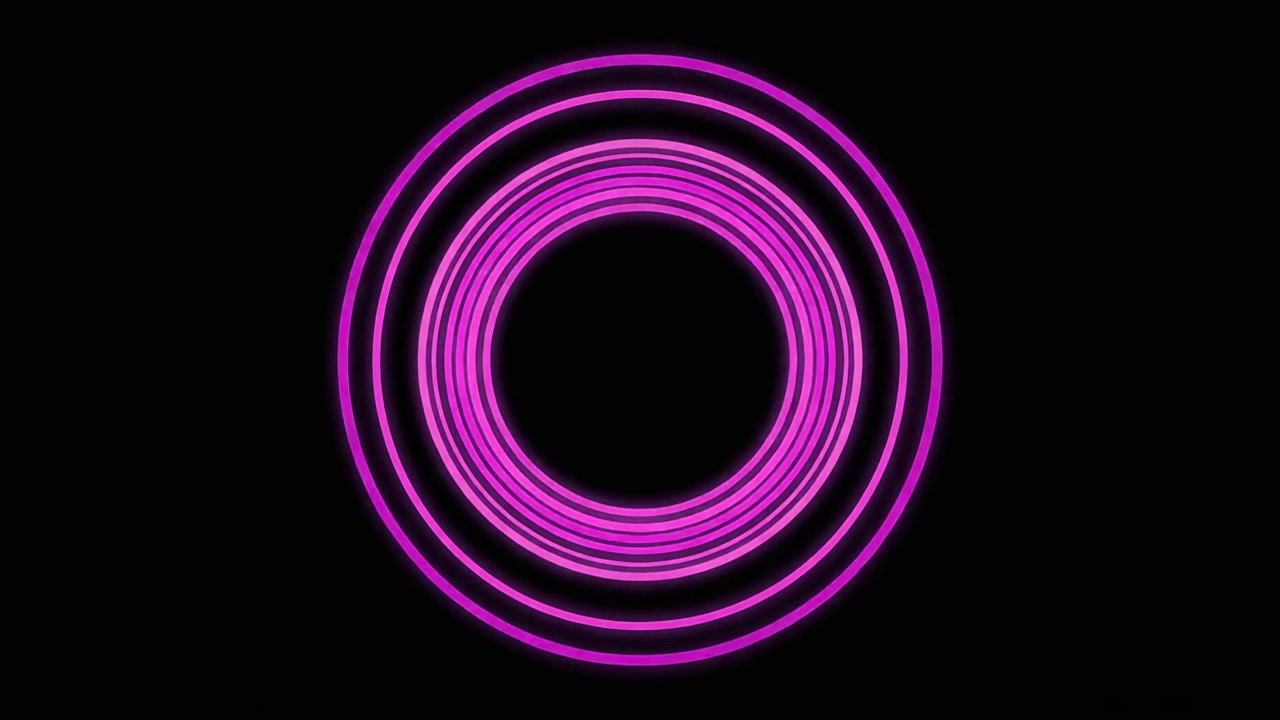 Abstract Animation of Concentric Glowing Purple Neon Circles