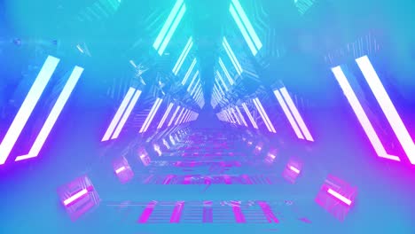 Animation-of-blue-neon-tunnel-pattern-on-blue-background