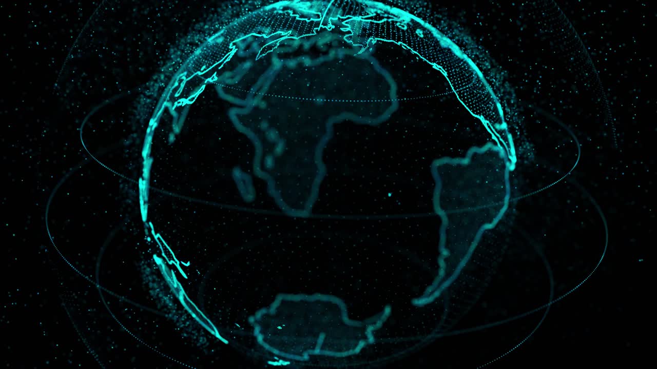 3d connection lines around earth globe motion of digital data flow loop animation alpha world