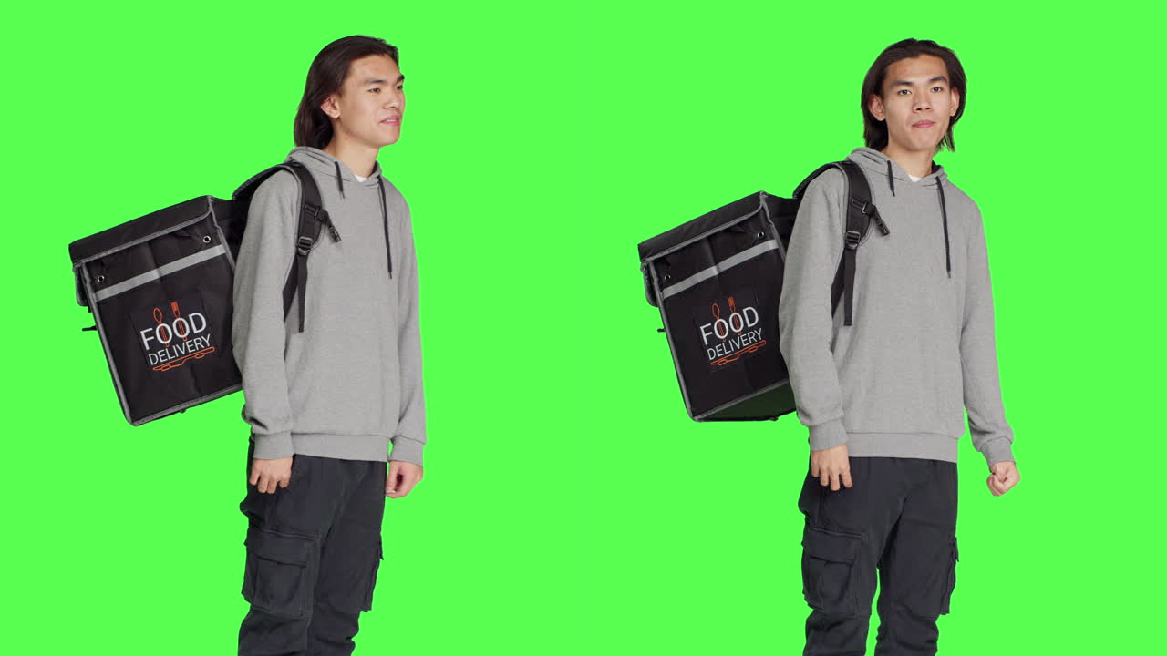 Asian guy works on food delivery