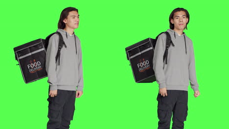 asian guy works on food delivery