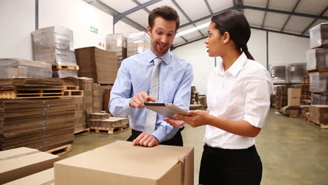 Warehouse-managers-looking-at-tablet-pc