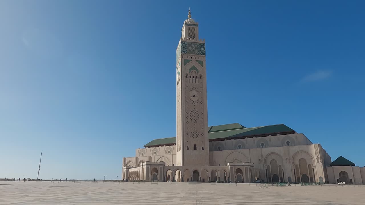 Majestic Hassan Mosque across from vast courtyard