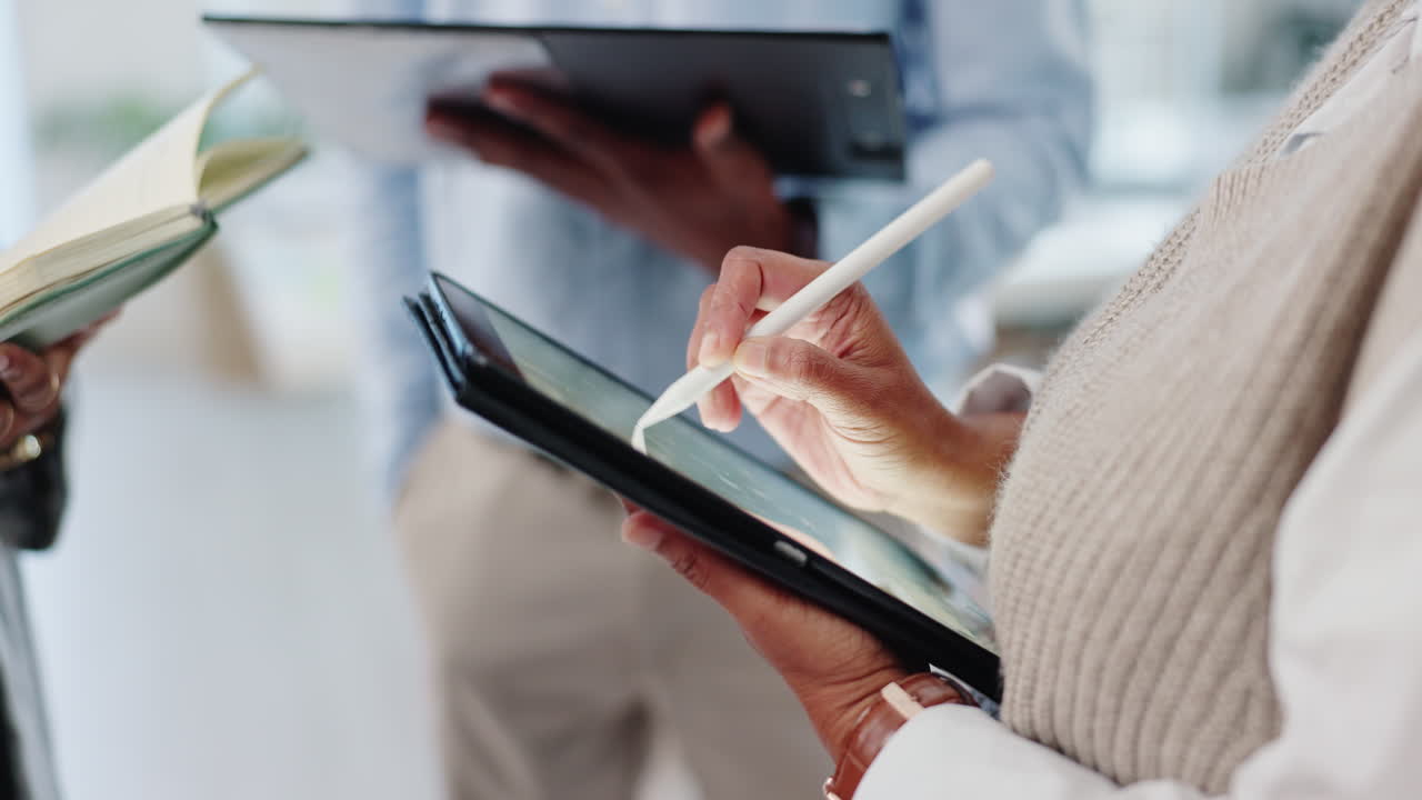 Team using digital technology for business planning