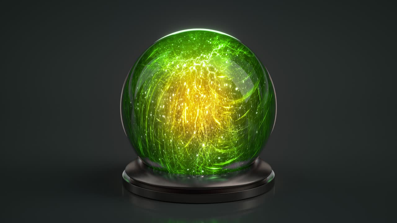 bola mágica de cristal verde con bucle sin costuras animación de renderizado en 3d