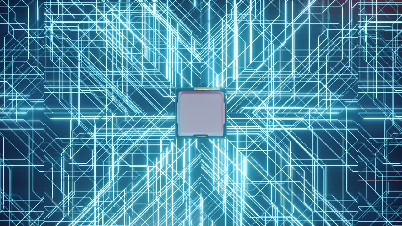 빛나는 회로 라인을 가진 cpu