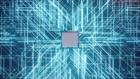 cpu con líneas de circuitos incandescentes