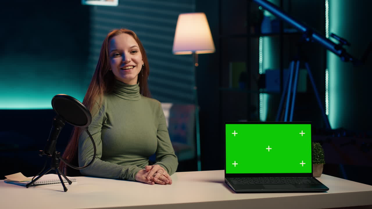 estrella de los medios exhibiendo un modelo de cuaderno, cumpliendo un contrato de publicidad de marca