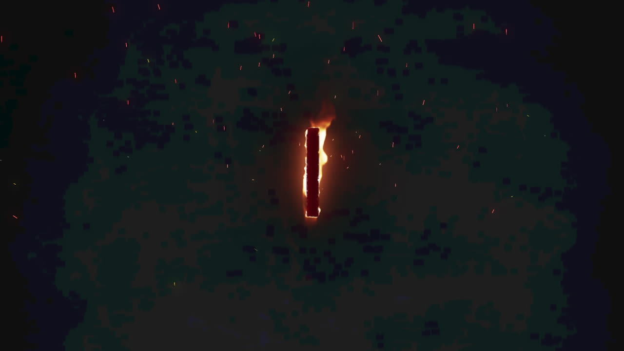 animazione di 1 testo in fiamme ardenti su sfondo marrone