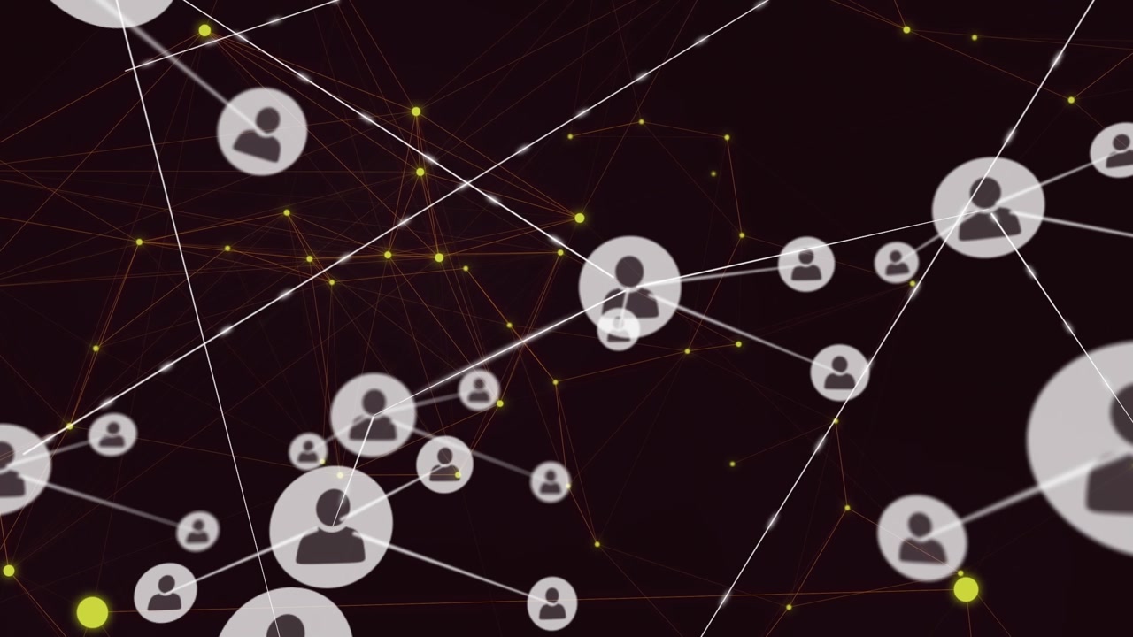 Animation of network of connections over black background