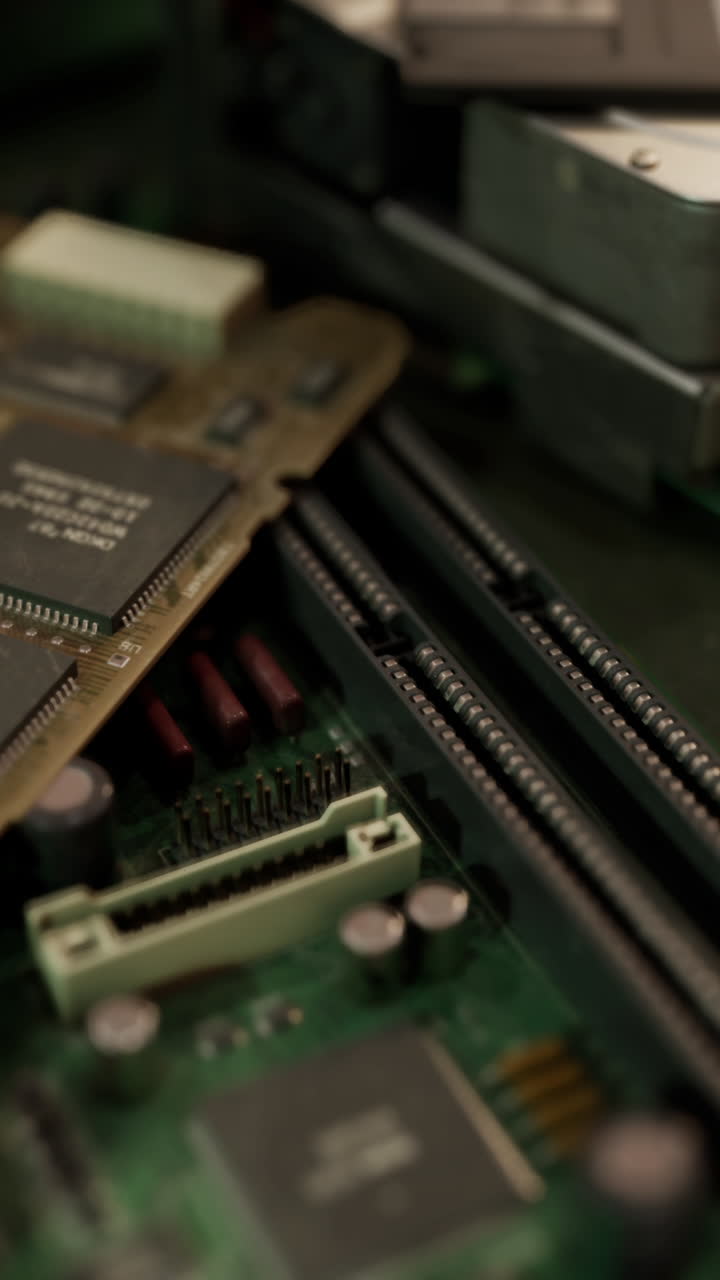 Close-up of Old Computer Parts and Circuit Boards