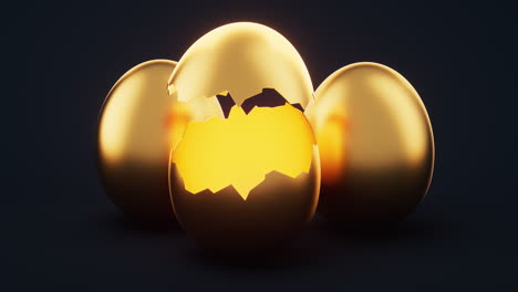 cracked golden egg, 3d rendering.