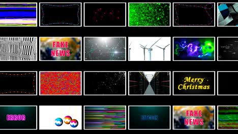 muchos diferentes papeles de pared abstractos brillantes en el espacio negro, renderización 3d