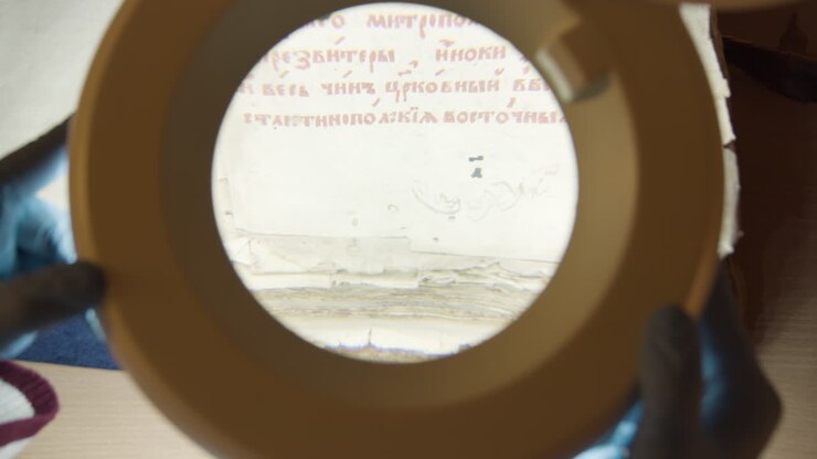 Gransker gamle tekster med forstørrelsesglas