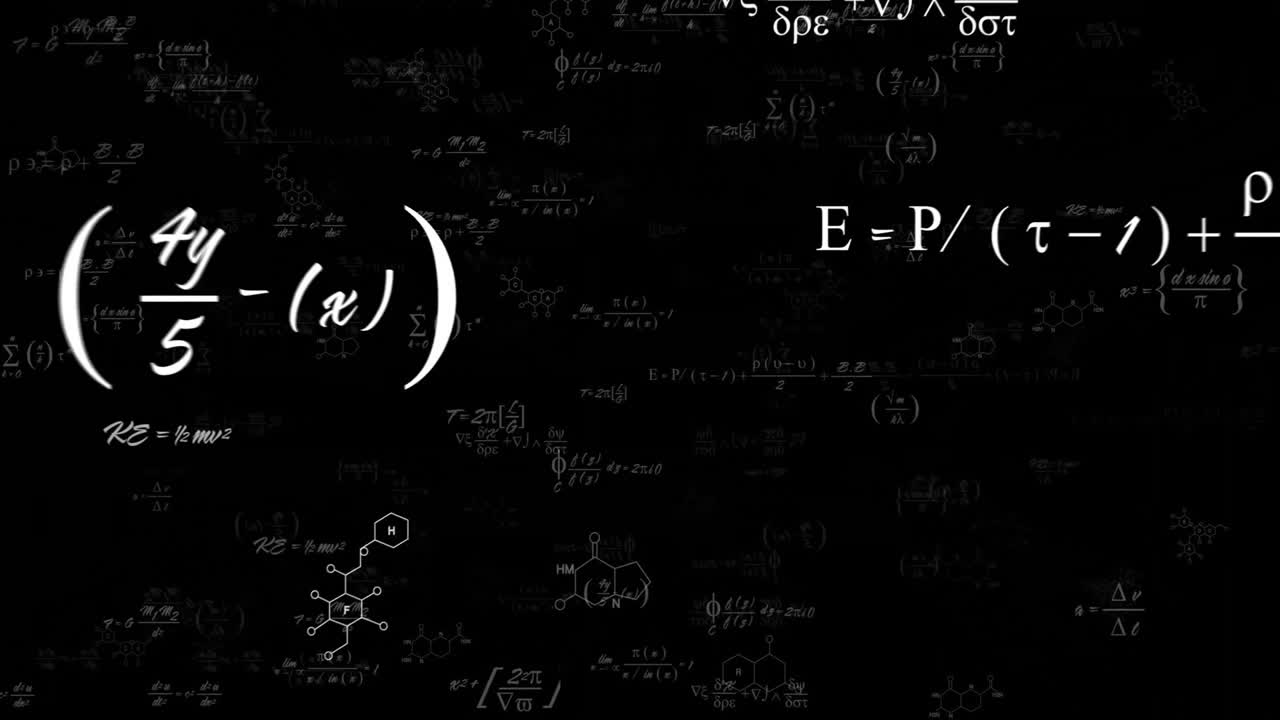 animación del procesamiento de datos matemáticos sobre un fondo negro