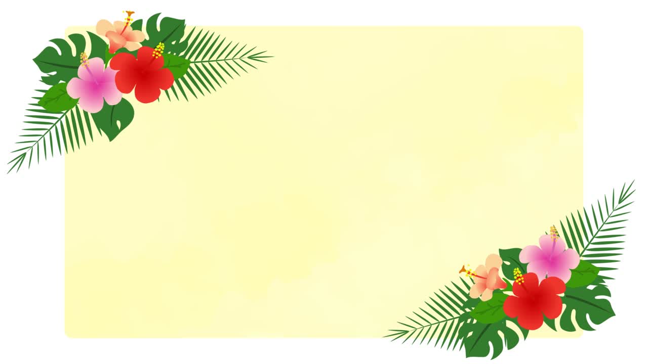 이것은 히비스쿠스, 몬스테라, 바나나 잎이 흔들리는 열대 이미지의 애니메이션 배경 애니메이션입니다.