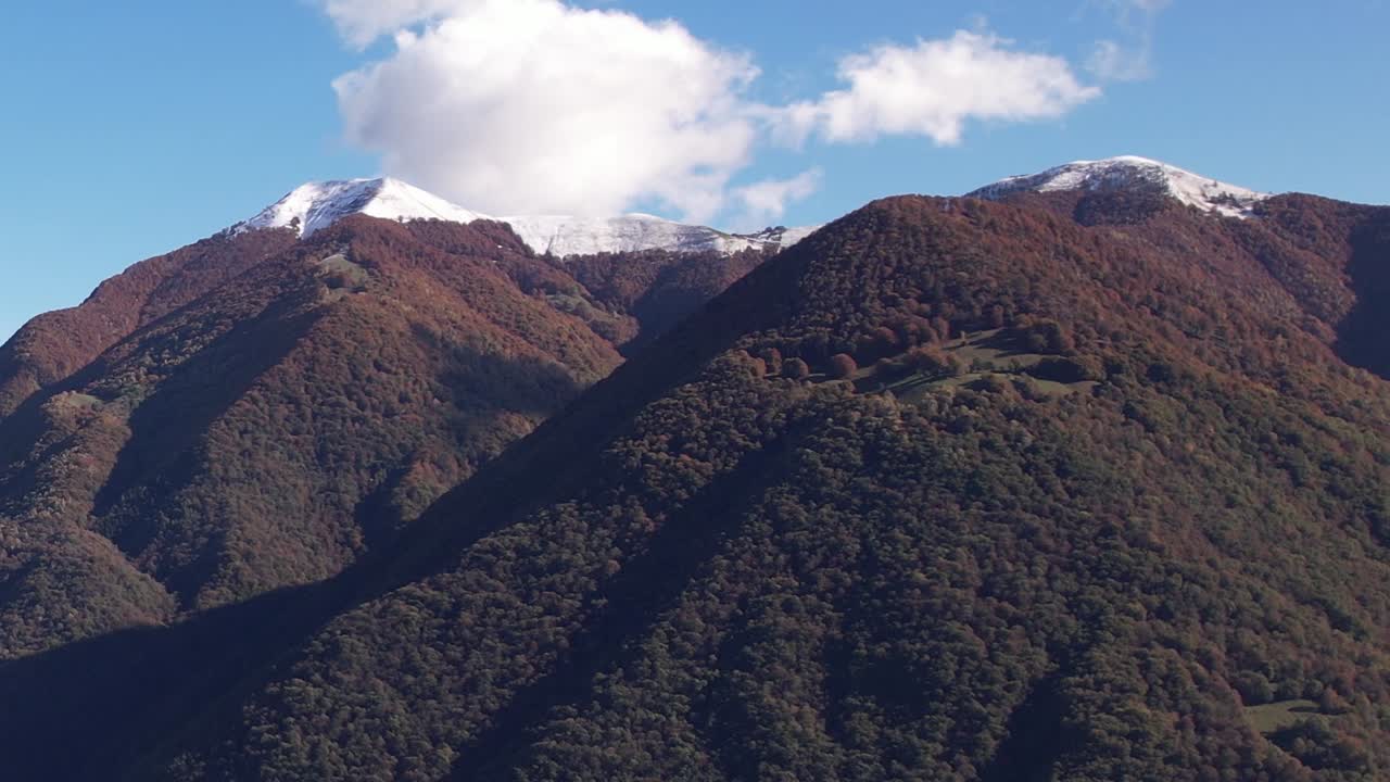 Aerial view of the diverse Italian Alps landscapes
