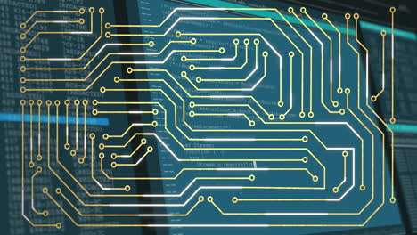 animation overlaying circuit board pattern on screen, showcasing technology integration