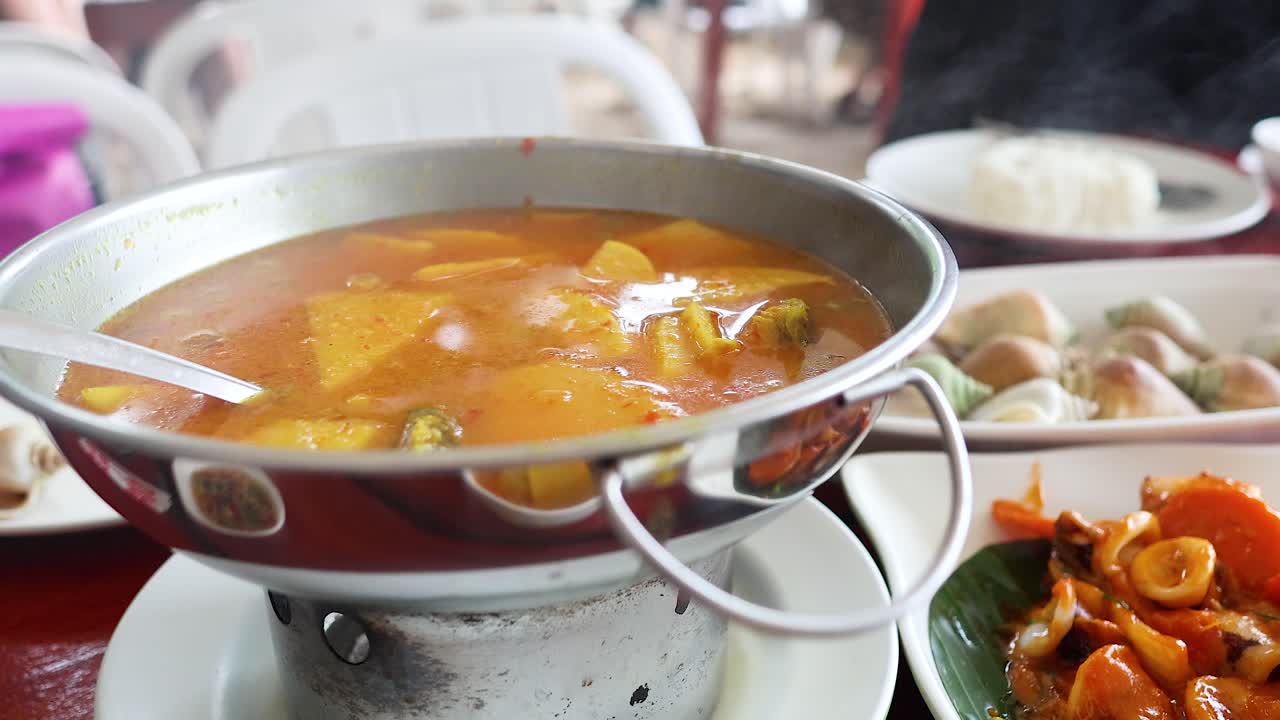 Delicious seafood soup served in Krabi, Thailand