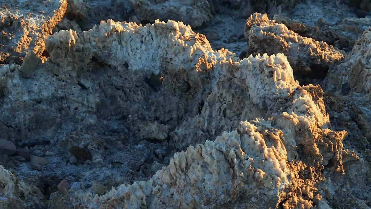 The Devil's Golf Course With Rock Salt Eroded In Death Valley National Park, California, USA. Close-up Shot