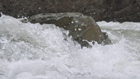 slow motion footage of rapid water flowing around rock at lula lake land trust in chattanooga, tn