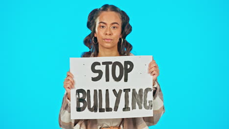 Portrait,-poster-and-bullying-with-a-woman
