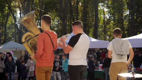 trumpet playing on a beautiful sunny day