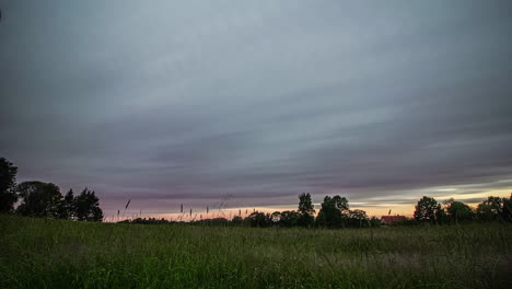 clouds moving fast in sky in rural countryside