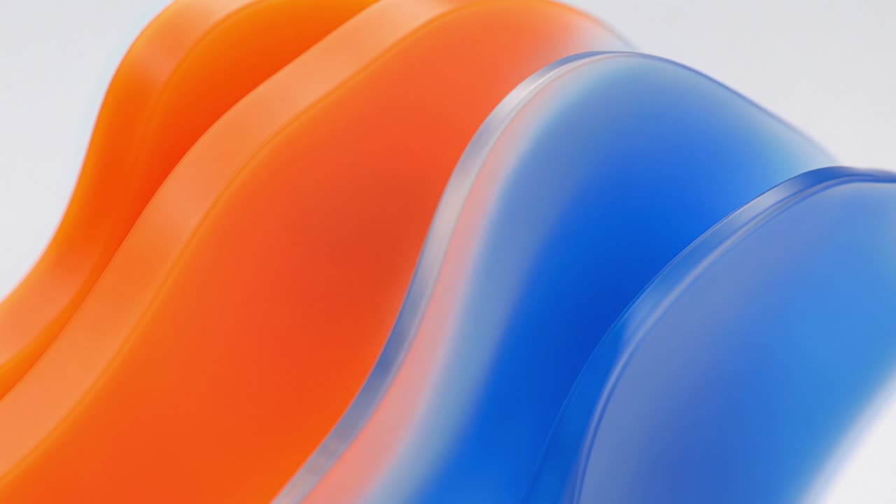 Abstract Wavy Orange and Blue Translucent Shapes Moving