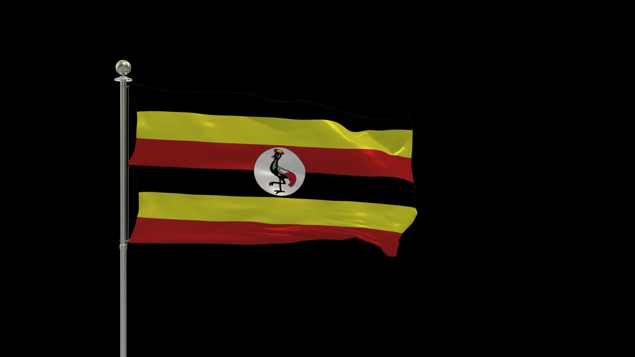 uganda varias banderas ondeando la bandera nacional en el poste, la bandera de la mesa