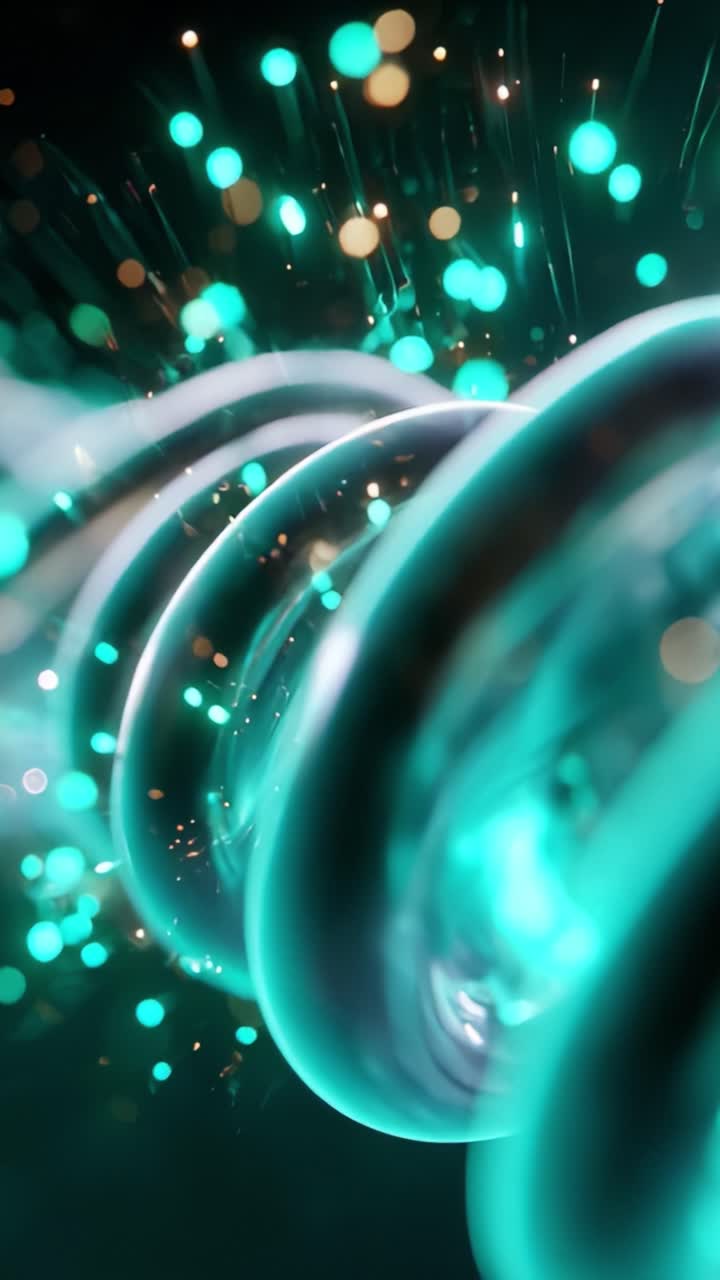 Captivating Swirls of Light: A Stunning Visual Journey Through a Teal-Tinted Spiral with Emphasized Sparkling Elements and a Dynamic Glow Effect