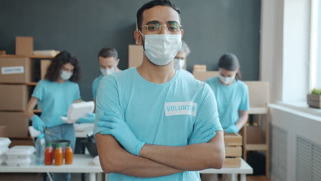 volunteers at a food bank