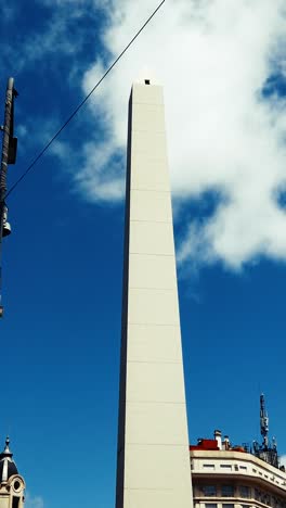 obelisk of buenos aires city, vertical view, argentine independence landmark over daylight skyline