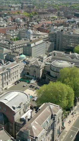 wide social ratio aerial video of the irish government's seanad éireann building in dublin city centre, ireland on a bright and sunny day. filmed in 1080x1920 and with rec709 color