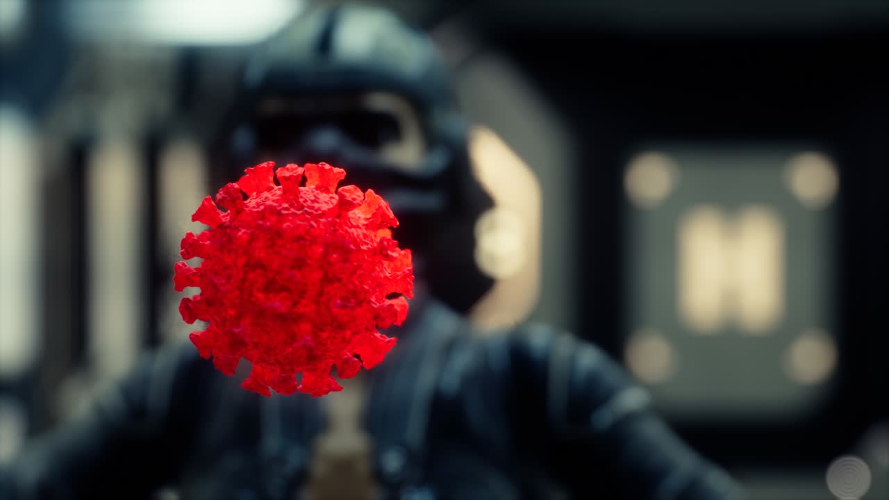 donna con maschera medica protettiva sul viso che guarda il coronavirus covid-19