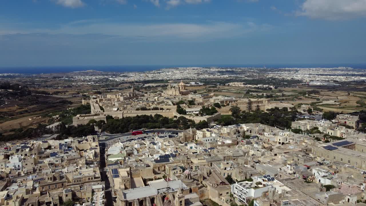 Aerial view of Malta's historic walled city of Mdina