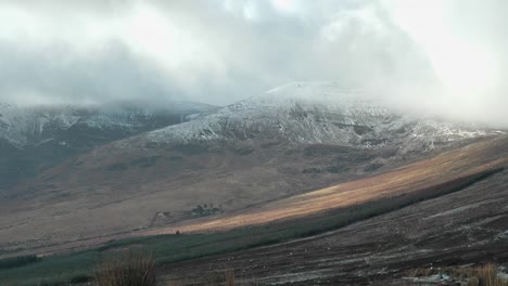 comeragh mountains waterford ireland winter establishing shot of snow covered hills on a cold christmas day