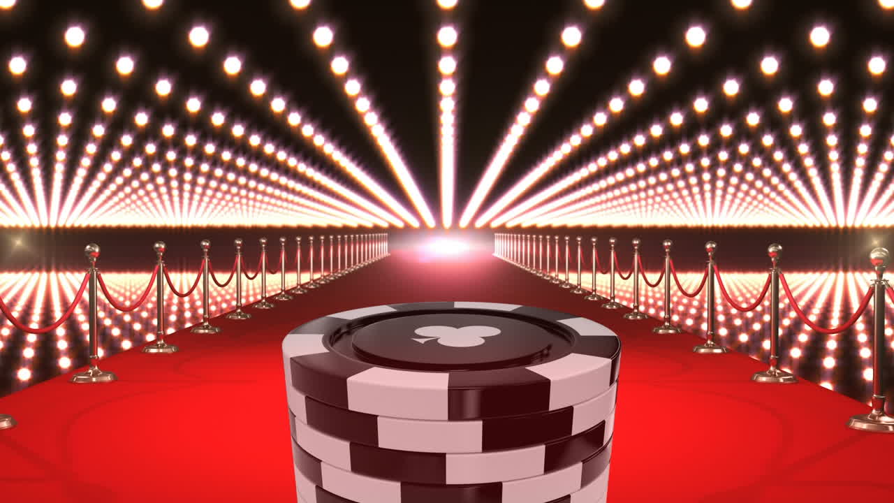 Video di fiche da poker nere su tappeto rosso