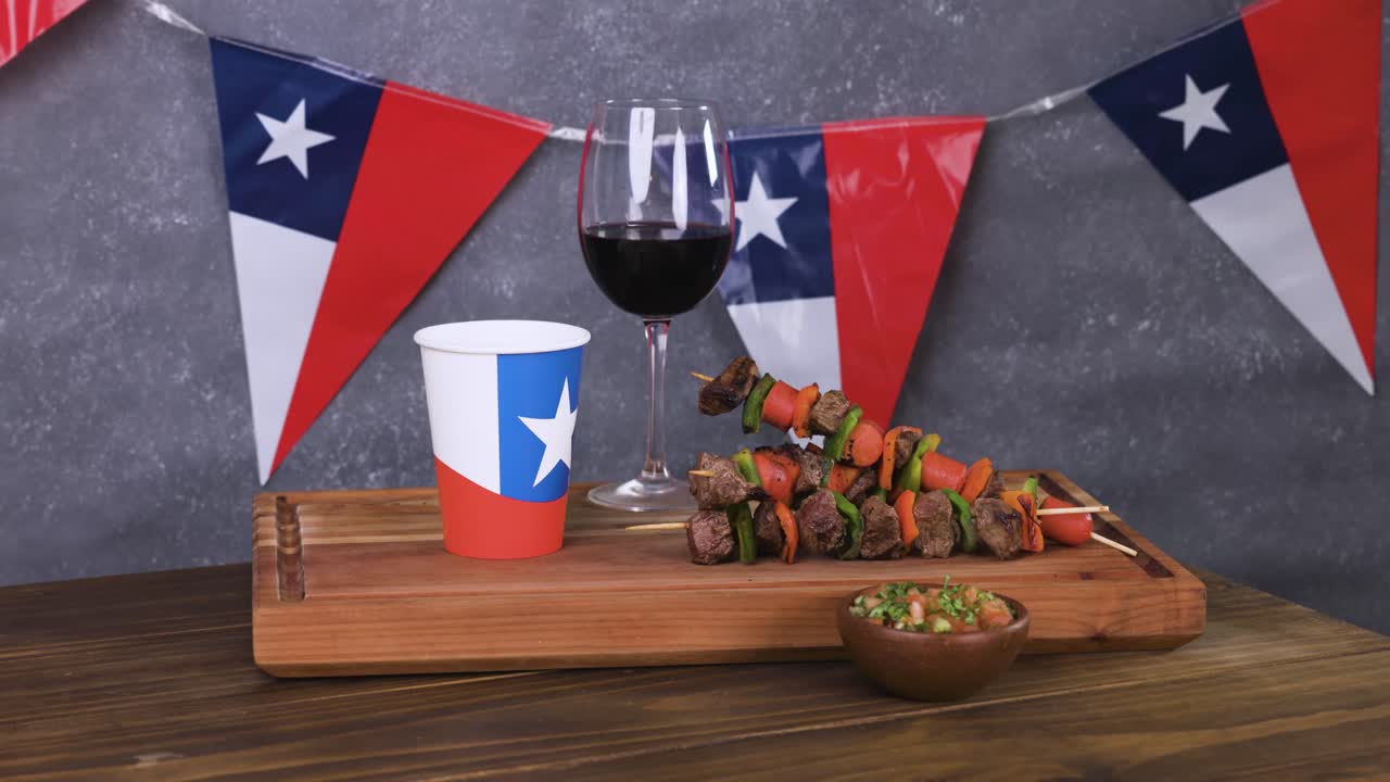 Chile Fiestas Patrias Chilean Flag Anniversary national day meat anticuchos wine