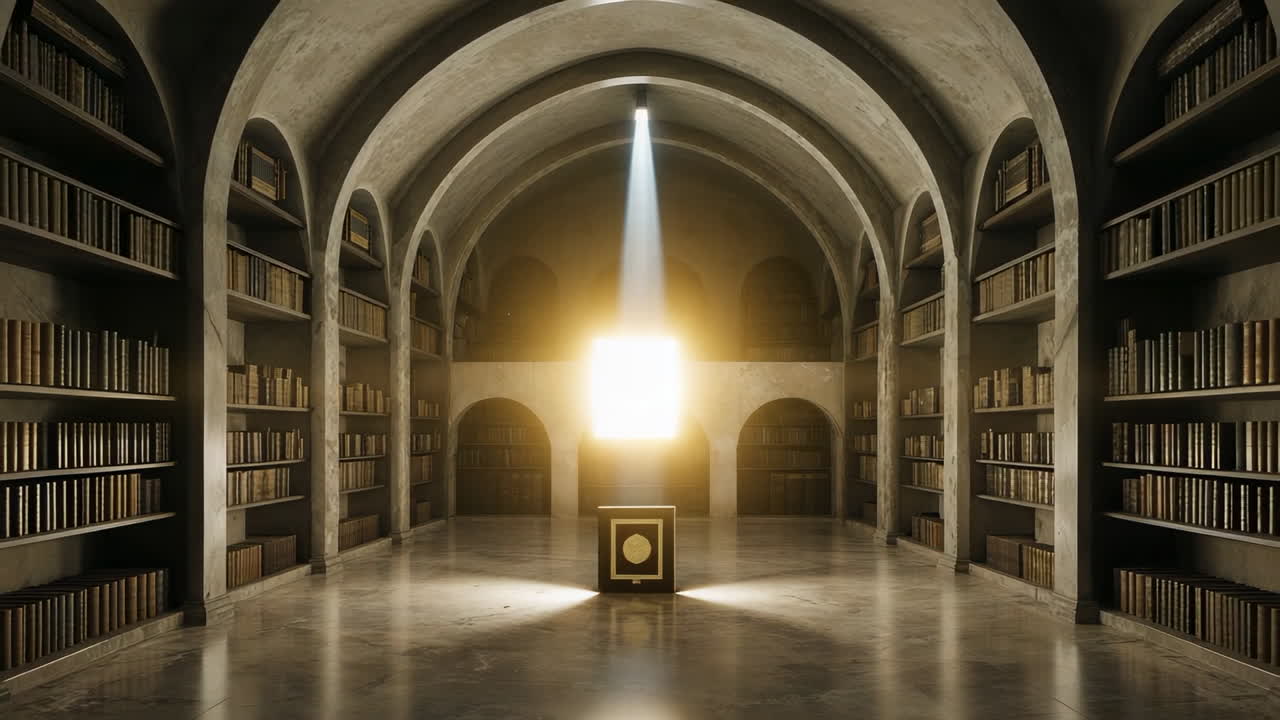 Mysterious Light in an Ancient Library Hall
