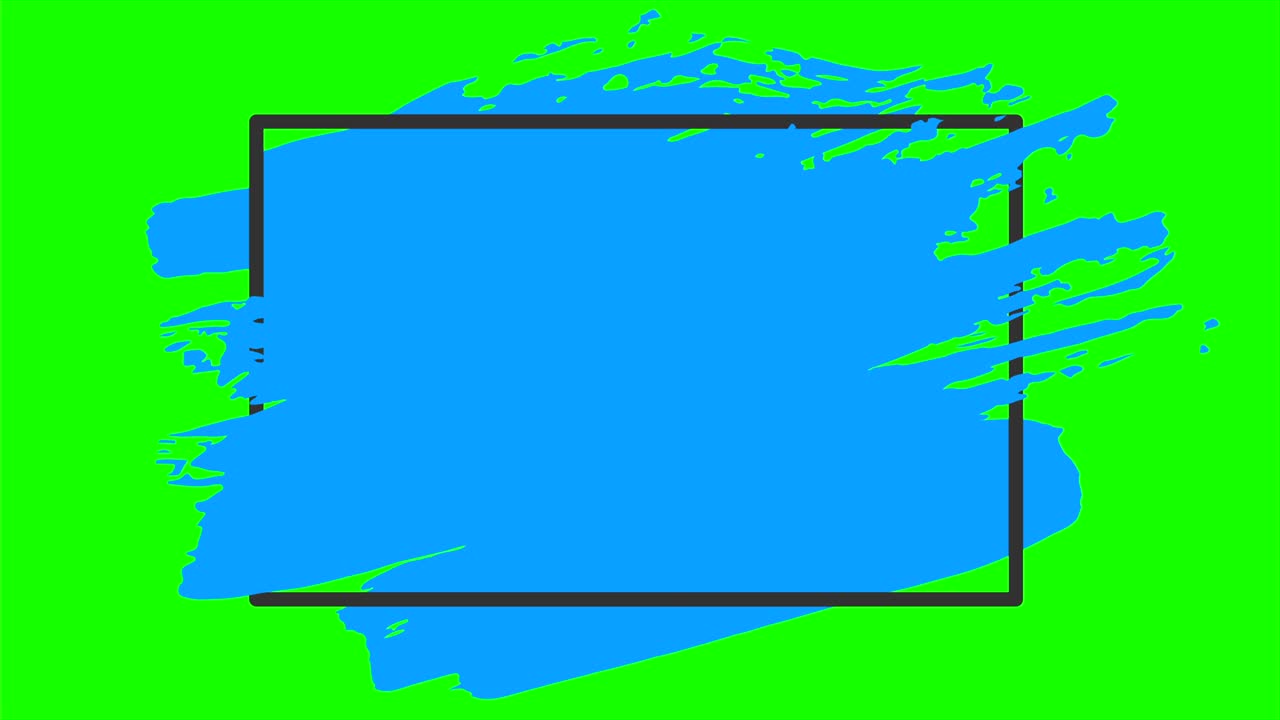 파란색 브러시 스트로크 전환 배경과 사각형 프레임, 4k에서 페인트 스플래시 애니메이션, 디지털 화면 그래픽 영상.