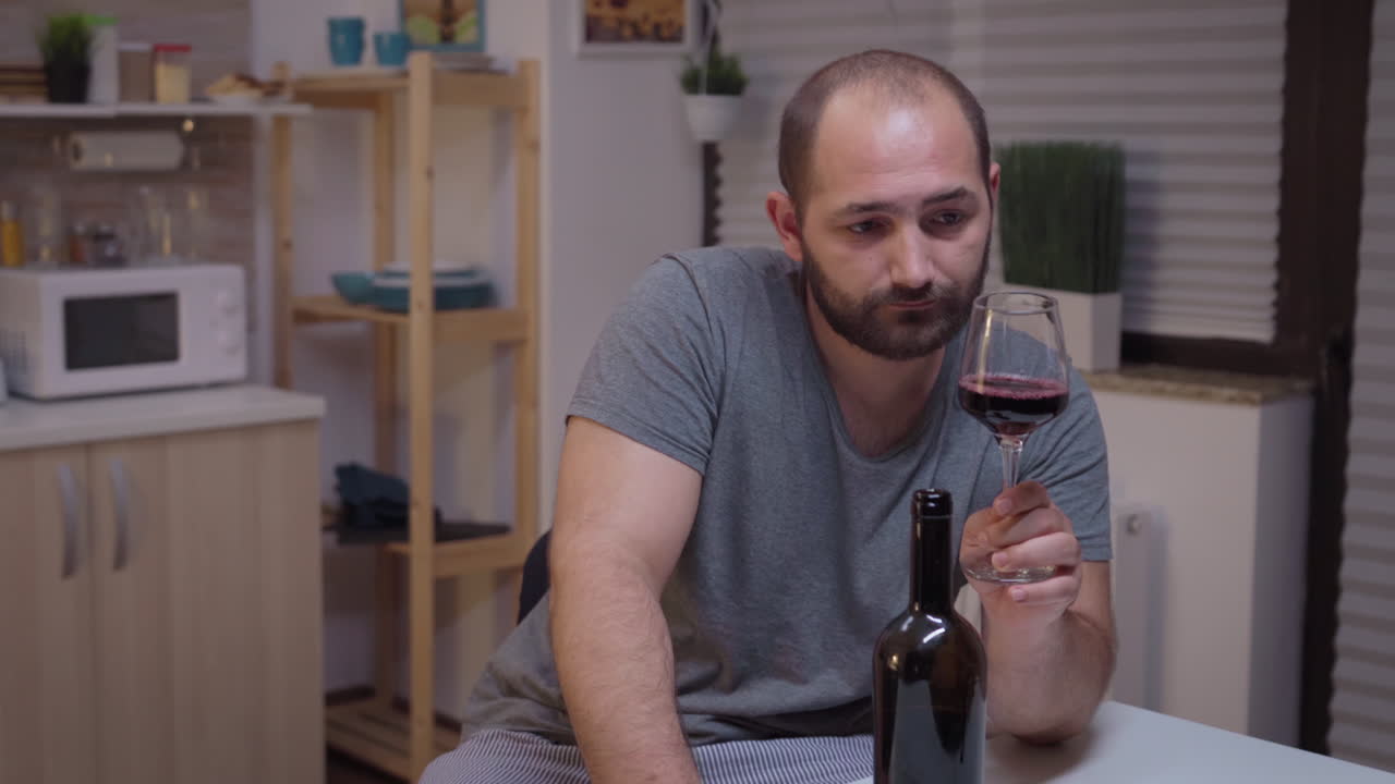 hombre deprimido bebiendo solo