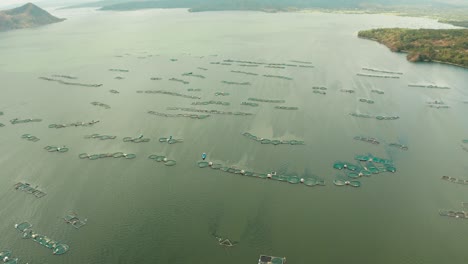 fish farm on the lake taal, philippines