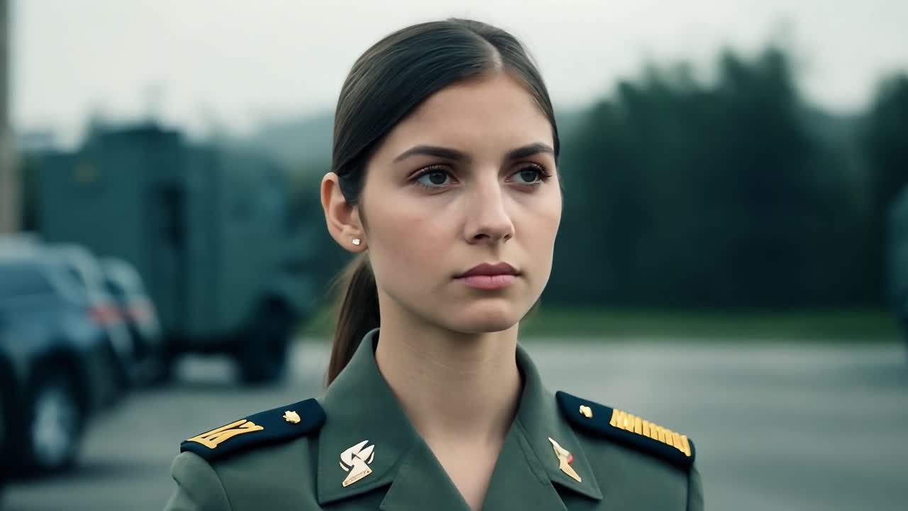 mujer en uniforme militar